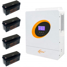 Инвертор для дома 5,5 квт (Jsdsolar J5500HP) 48V с аккумуляторами Jsdsolar LiFePO4 24V 100Ah (4 шт общей мощностью 10240Вт) с Bluetooth