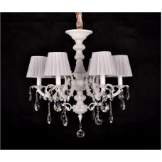 Класична люстра 6-ріжкова біла з кришталем цоколь Е14