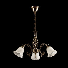 Классическая люстра с бронзовым каркасом 3 плафона Е27 подвес на цепи