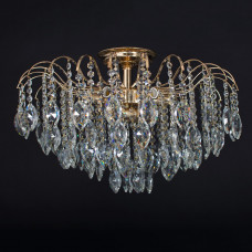 Классическая люстра с хрустальными подвесами на 8 ламп Е14 золотая