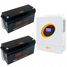 Комплект резервного живлення для будинку: інвертор з підмішуванням 5500Вт Jsdsolar J5500HP-48V + 2*LiFePO4 АКБ Jsdsolar 24V 100Ah (2шт загальна ємність 5120Вт) з Bluetooth