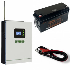 Инвертор 3 киловатта гибридный 24V с LiFePO4 акумулятором 24V 100Ah + комплект кабеля 500 мм (комплект резервного питания)