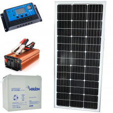 Мини солнечная электростанция для дачи и дома (солнечная панель 100W + ШИМ контроллер 30А + инвертор 1500W + АКБ 12V 55Ah 660Вт) Led Story Premium 