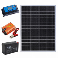 Комплект резервного живлення з сонячною панеллю 50W + інвертор 500Вт + ШИМ ...
