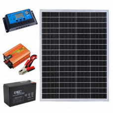 Комплект резервного живлення з сонячною панеллю 50W + інвертор 500Вт + ШИМ ...