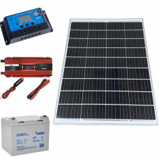 Резервне живлення для дома 1000Вт Led-Story комплект сонячна панель 100Вт з контролером ШИМ 30А, АКБ 33Ач та інвертором 12В 1000/2000