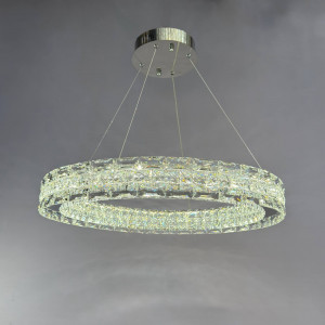 Кришталева підвісна led люстра з димером 50W сучасний стиль 3000-6000К