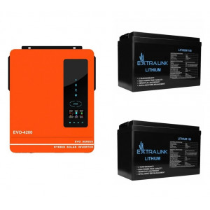 КРЖ інвертор 4.2кВт 24-220В чистий сінус+ 2*АКБ Extra Link Lithium 160 Ah (...