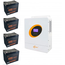 Гібридний інвертор 5500Вт Jsdsolar 5500HP-48V з LiFePO4 акумуляторами 4*100Ач 12.8V з Bluetooth (4 шт загальна ємність 5120Вт) Jsdsolar комплект резервного живлення для будинку 