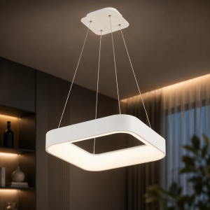Квадратная подвесная LED люстра 80Вт 600×600 мм белая с пультом ДУ
