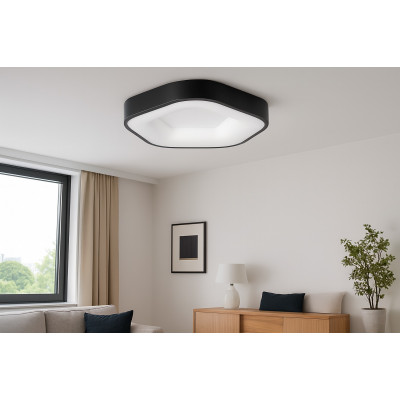 Led люстра стельова 50Вт з пультом чорна 3 режими кольору світла