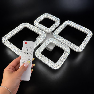 Led люстра стельова 96W біла з пультом, дімуванням, нічником 3000K/4000K/6000K