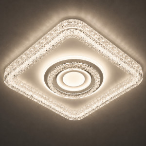 Led люстра стельова квадратна 85Вт 40×40см 3000-6000К з кришталевим ефектом