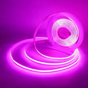 Led стрічка COB 24V 10Вт 320 діодів рожеве світіння 1000Лм, бобіна 5м (ціна 1м)