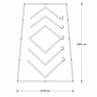 LED світильник Arrows 430Вт для комерційних приміщень 48000 Лм 6500K холодний білий IP20 2430×4835 мм з алюмінієвою основою