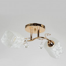 Люстра класична з візерунком на 2 плафони під лампу Е27 біло-золота