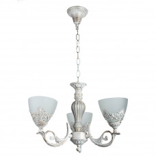 Люстра біла на 3 лампи Е27 скляні плафони, металевий корпус