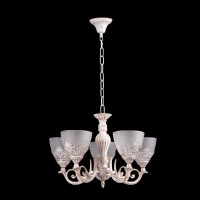 Люстра біла з ланцюгом скляні абажури 5 плафонів Е27