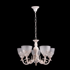 Люстра біла з ланцюгом скляні абажури 5 плафонів Е27