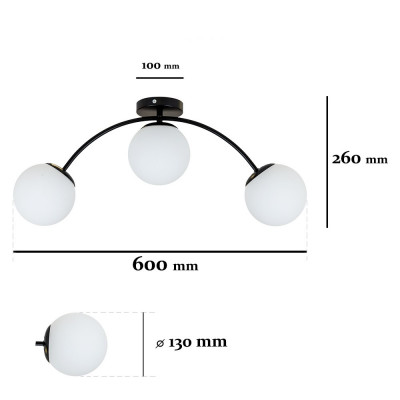 Люстра компактная для низких потолков сферические плафоны 3×E27