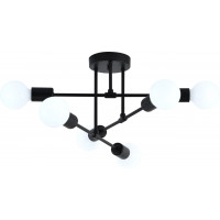 Люстра чорна 6 ламп відкритий дизайн цоколь E27 IP20