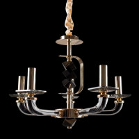 Люстра декоративная 5 лампочек E14 золото черный каркас