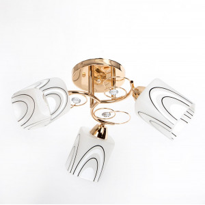 Люстра для спальні 3 лампи скло/золото E27