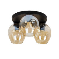 Люстра для гостиной черная 3 плафона шампань цоколь E27