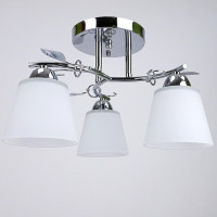 Люстра хай-тек с тремя стеклянными плафонами хром E27