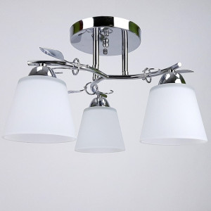 Люстра хай-тек з трьома скляними плафонами хром E27
