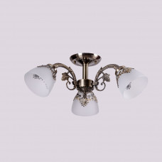 Люстра класична з 3 матовими плафонами цоколь Е27 каркас бронза