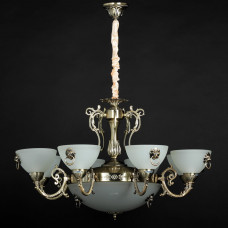 Люстра ланцюгова 11xE27 скло бронза регулювання висоти