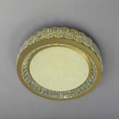 Люстра led 140Вт золотистая хрустальные вставки, три режима с пультом