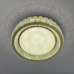 Люстра led 140Вт золотистая хрустальные вставки, три режима с пультом