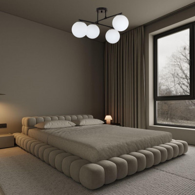 Люстра лофт чорна 4 лампи E27 зі скляними плафонами