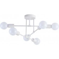 Люстра лофт на штанзі під лампу 6 джерел світла Е27 біла