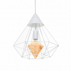 Люстра минимализм металлическая на подвесе под лампу Е27 белая