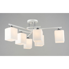 Люстра модерн біла на 6 ламп E27 скляні плафони