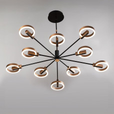 Люстра на 10 ламп led 90Вт чорно-золота з пультом 125×69 см
