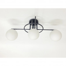 Люстра на потолок 3 лампы E27 сферические плафоны черная