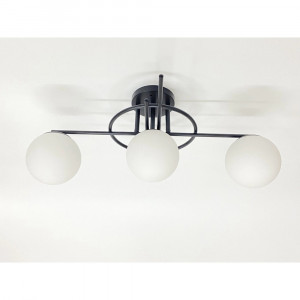 Люстра на стелю 3 лампи E27 сферичні плафони чорна