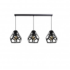 Люстра на тросах метал на 3 лампи Е27 чорна