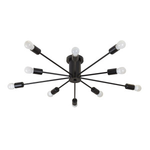 Люстра паук лофт 10 ламп E27 черный металлический каркас