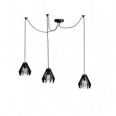 Люстра павук підвісна метал чорна для кухні на 3 плафони патрон Е27