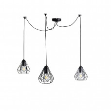 Люстра павук підвісна на 3 лампи Е27 металева чорна