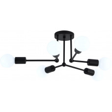 Люстра под лампу 6 патронов Е27 черный корпус, индустриальный стиль