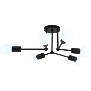 Люстра під лампу 6 патронів Е27 чорний корпус, індустріальний стиль