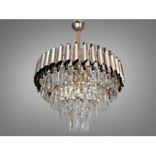 Люстра підвісна арт-деко 9xE14 чорний/золотий Ø48 см