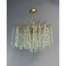 Люстра підвісна декоративна з кришталем 8 ламп цоколь Е14 золото