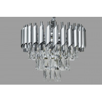 Люстра подвесная хром 9xE14 прозрачный хрусталь 220V